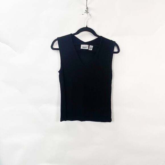 Chico's Tops - 2/$30 Chico's 0 Small Womens Solid Black Jersey Knit Sleeveless Basic Career Top